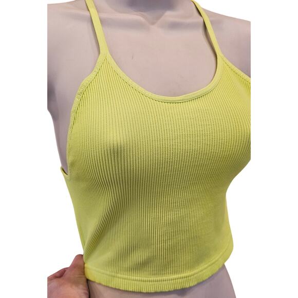 NWT Free People Movement Strappy Back Tighten Up Tank neon yellow M / L crop new - Picture 2 of 6